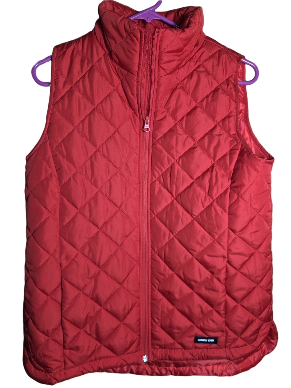 Lands' End Crimson Quilted Vest XS Women's Preppy Warm Cozy